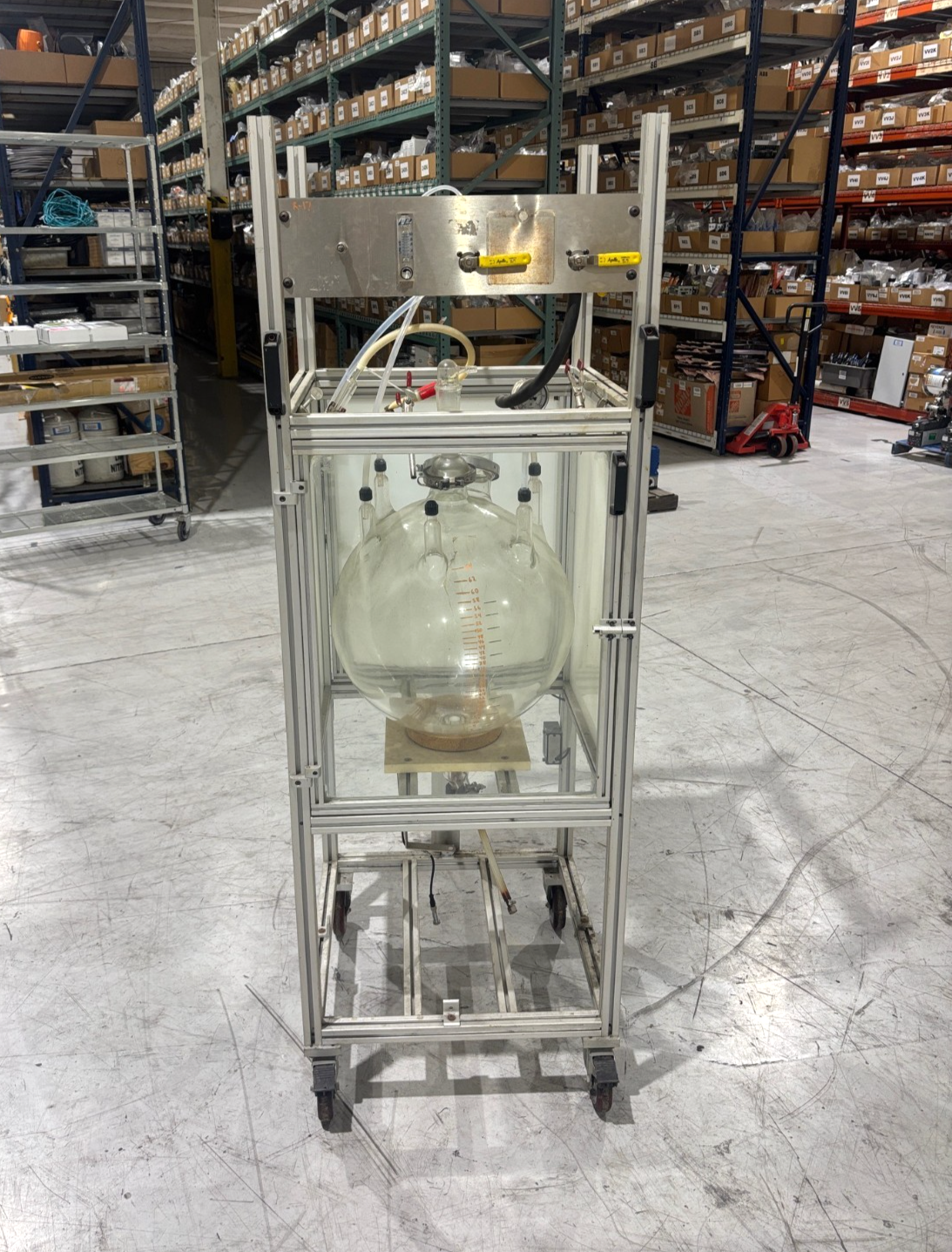 72L | Chemglass Reactor Flask with varios fixtures and attachments, 72 Liter - Used - Maverick Industrial Sales
