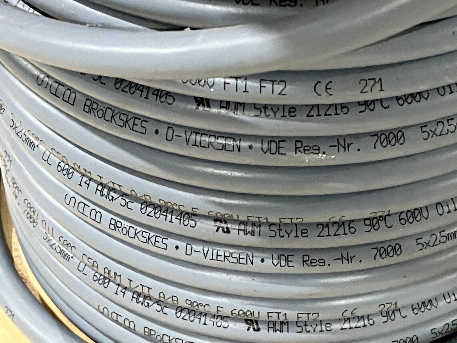 SAB 2041405 Control Cable 14 AWG 5C Gray, PVC, Bare Copper 150' FT - Maverick Industrial Sales