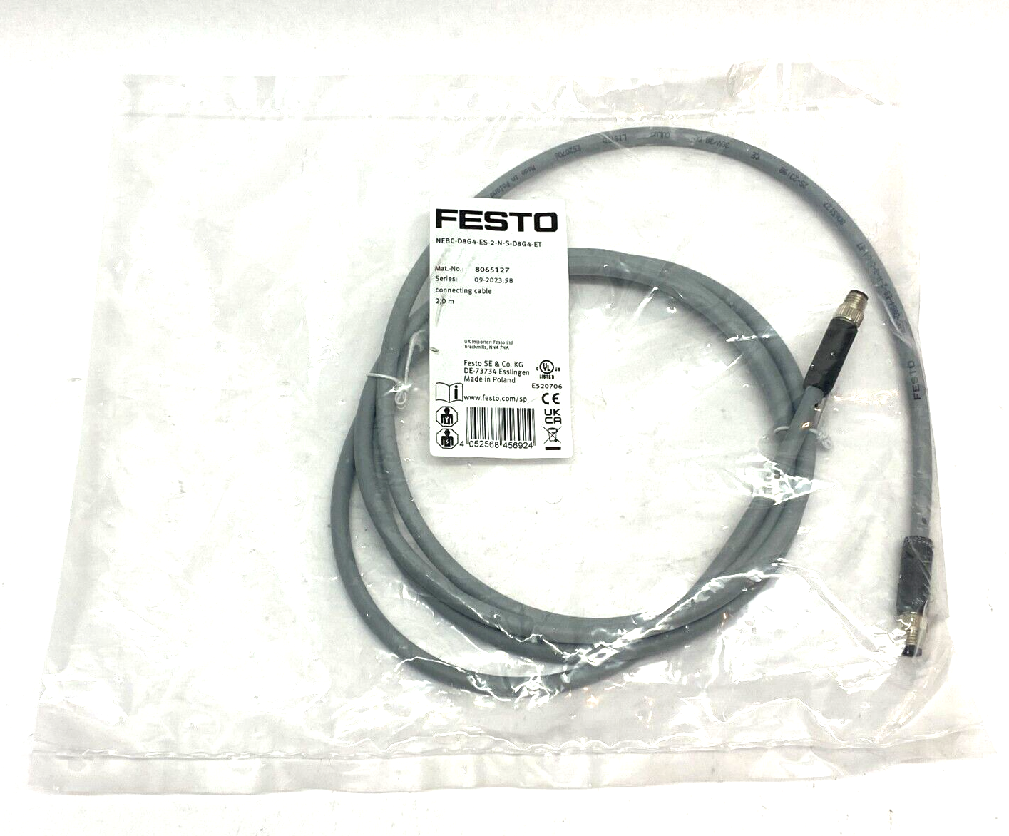 Festo NEBC-D8G4-ES-2-N-S-D8G4-ET Double Ended Connecting Cable 8065127 - Maverick Industrial Sales