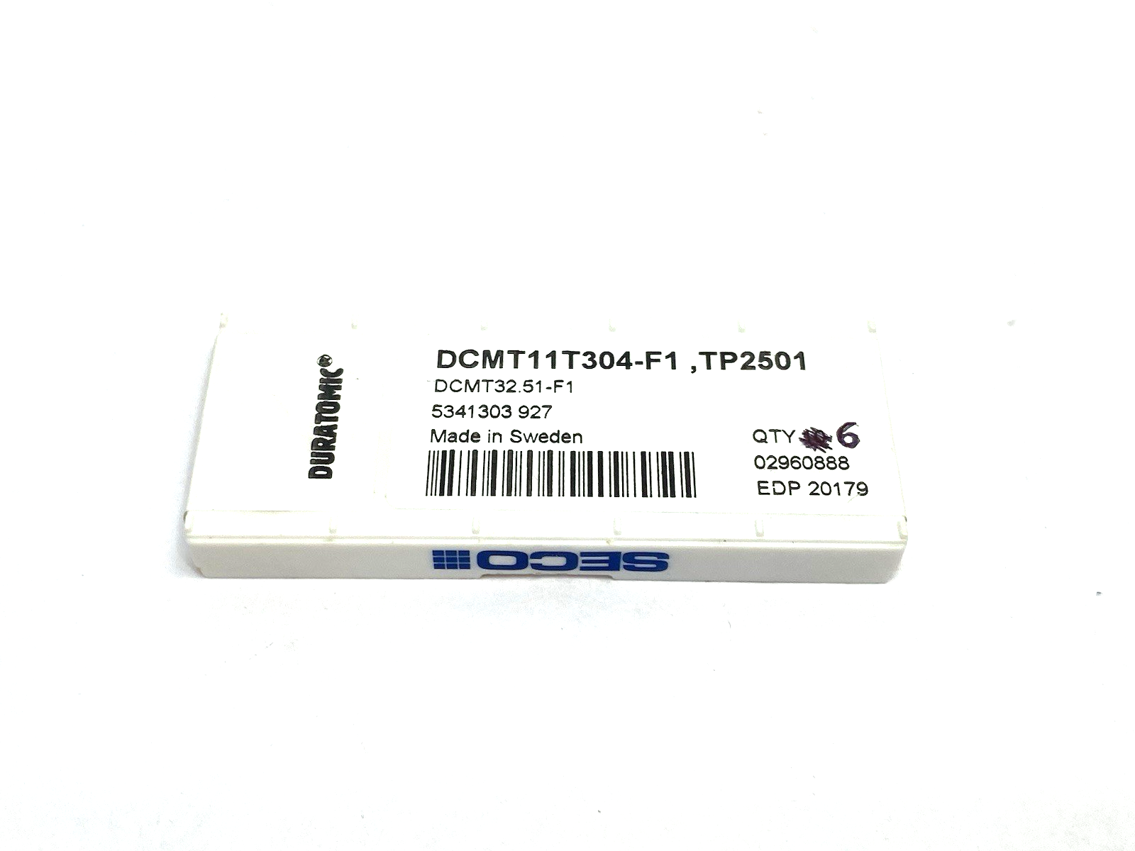 2960888 | Seco DURATOMIC Turning Insert DCMT32.51-F1 TP2501 PKG OF 5 - New – Open box - Maverick Industrial Sales