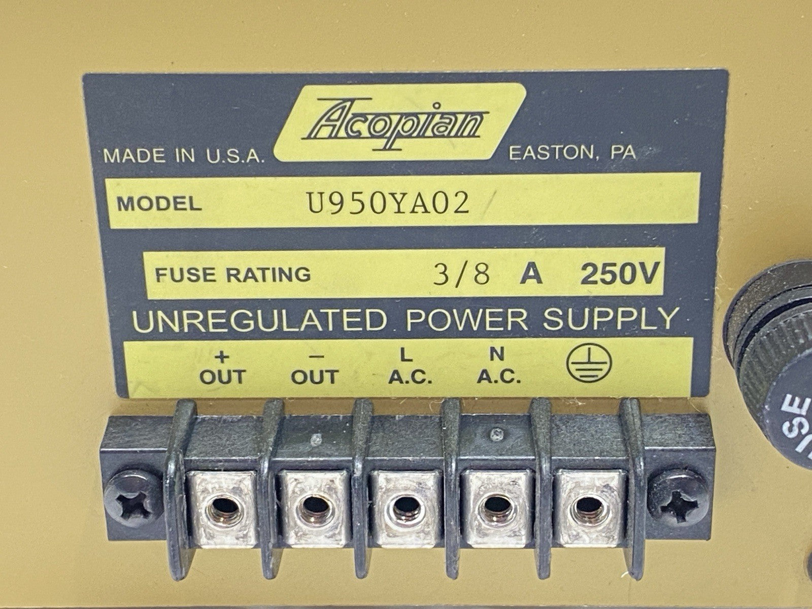 U950YA02 | Acopian Unregulated Power Supply 0-950V - Used - Maverick Industrial Sales