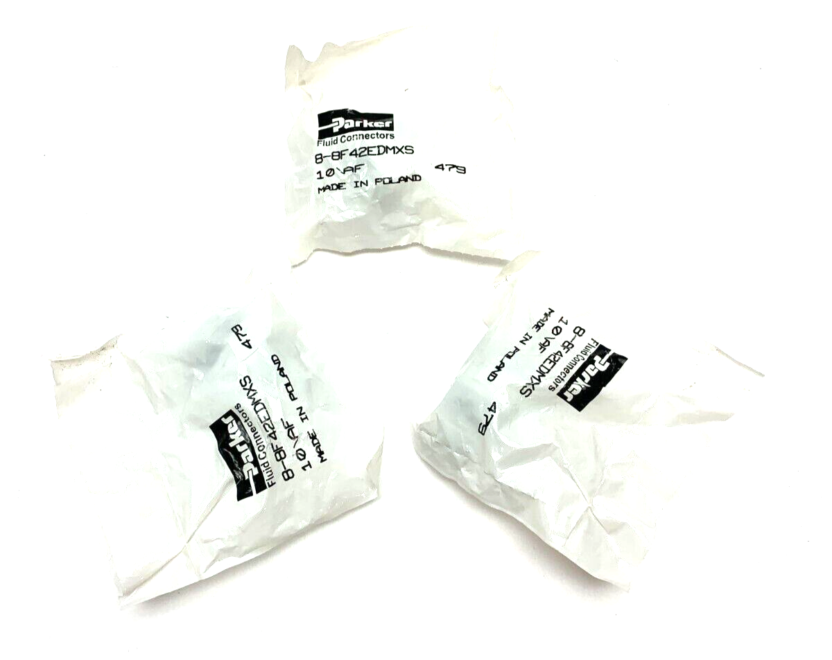 Parker 8-8F42EDMXS Triple-Lok 37 Degree Flare JIC Male Connector BOX OF 3 - Maverick Industrial Sales