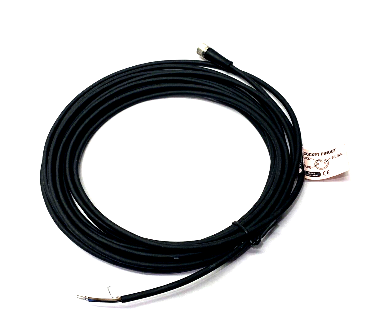 Tolomatic 8100-9080 QD Socket Single Ended Cordset M8 3-Pin Female To Wire, 5m - Maverick Industrial Sales