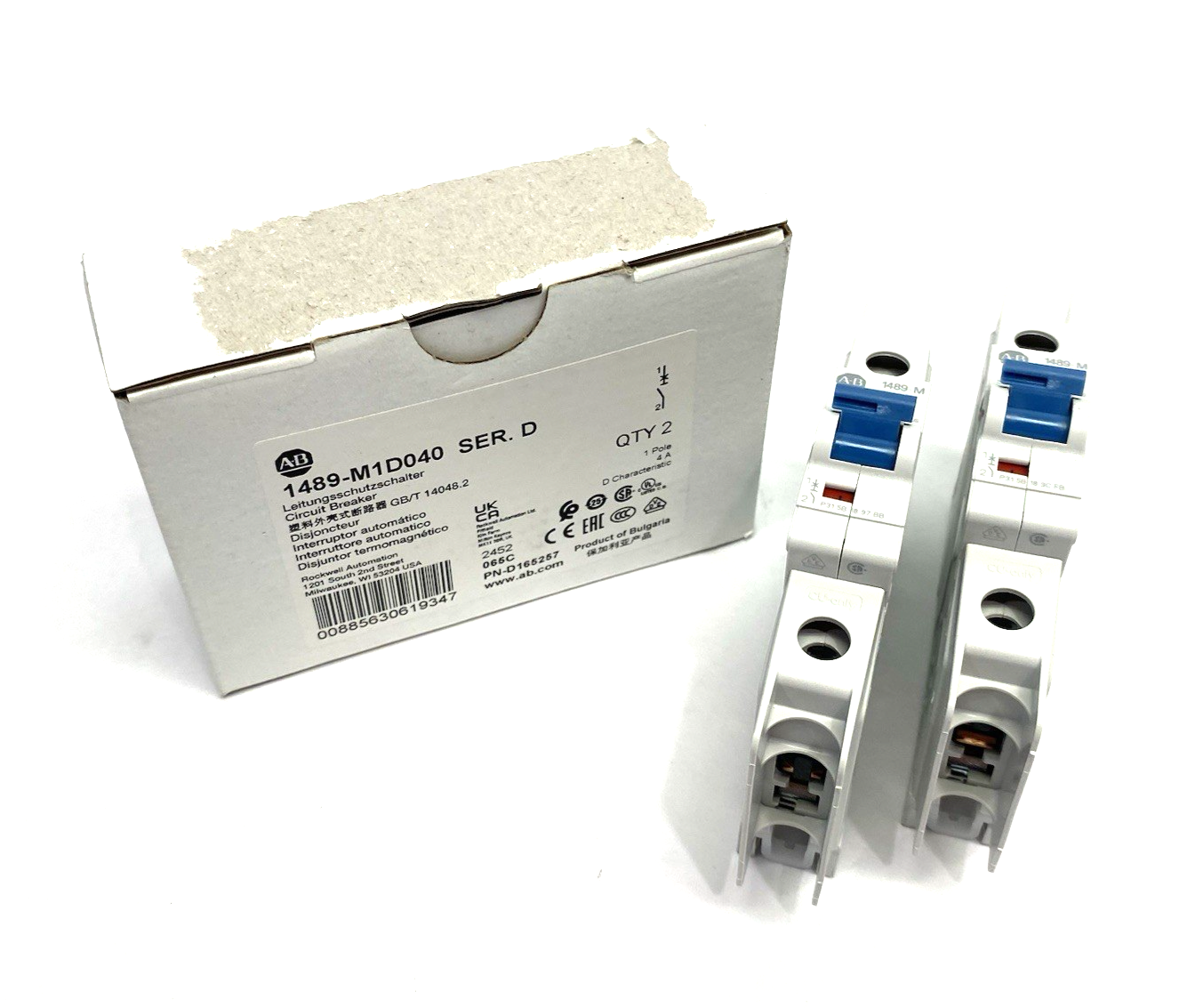 1489-M1D040 | Allen Bradley Ser. D Circuit Breaker 1-Pole 4A D-Char. BOX OF 2 - New Other - Maverick Industrial Sales