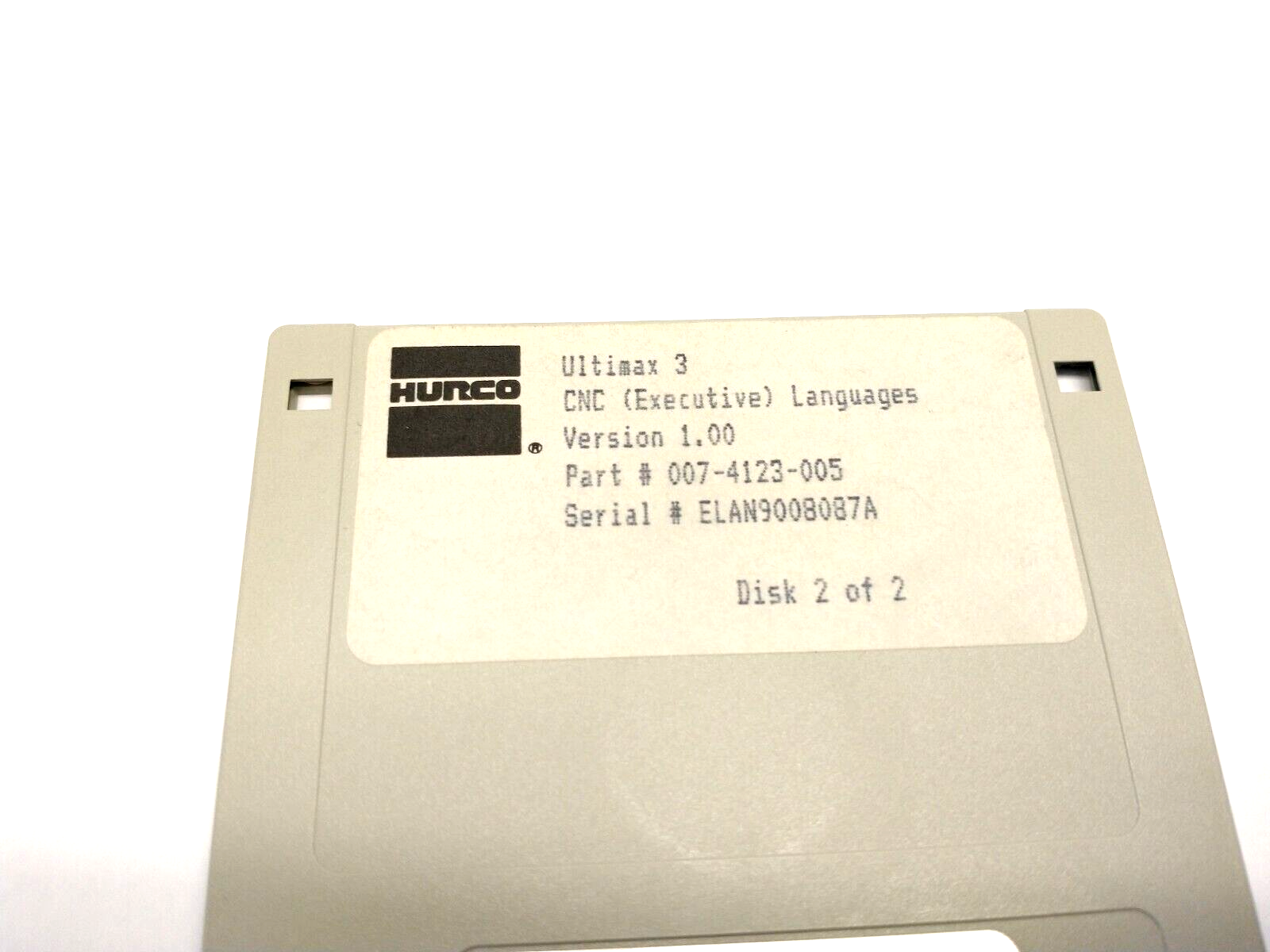 Hurco 007-4123-005 Ver. 1.0 Ultimax 3 CNC Executive Languages Floppy Disc 2 of 2 - Maverick Industrial Sales