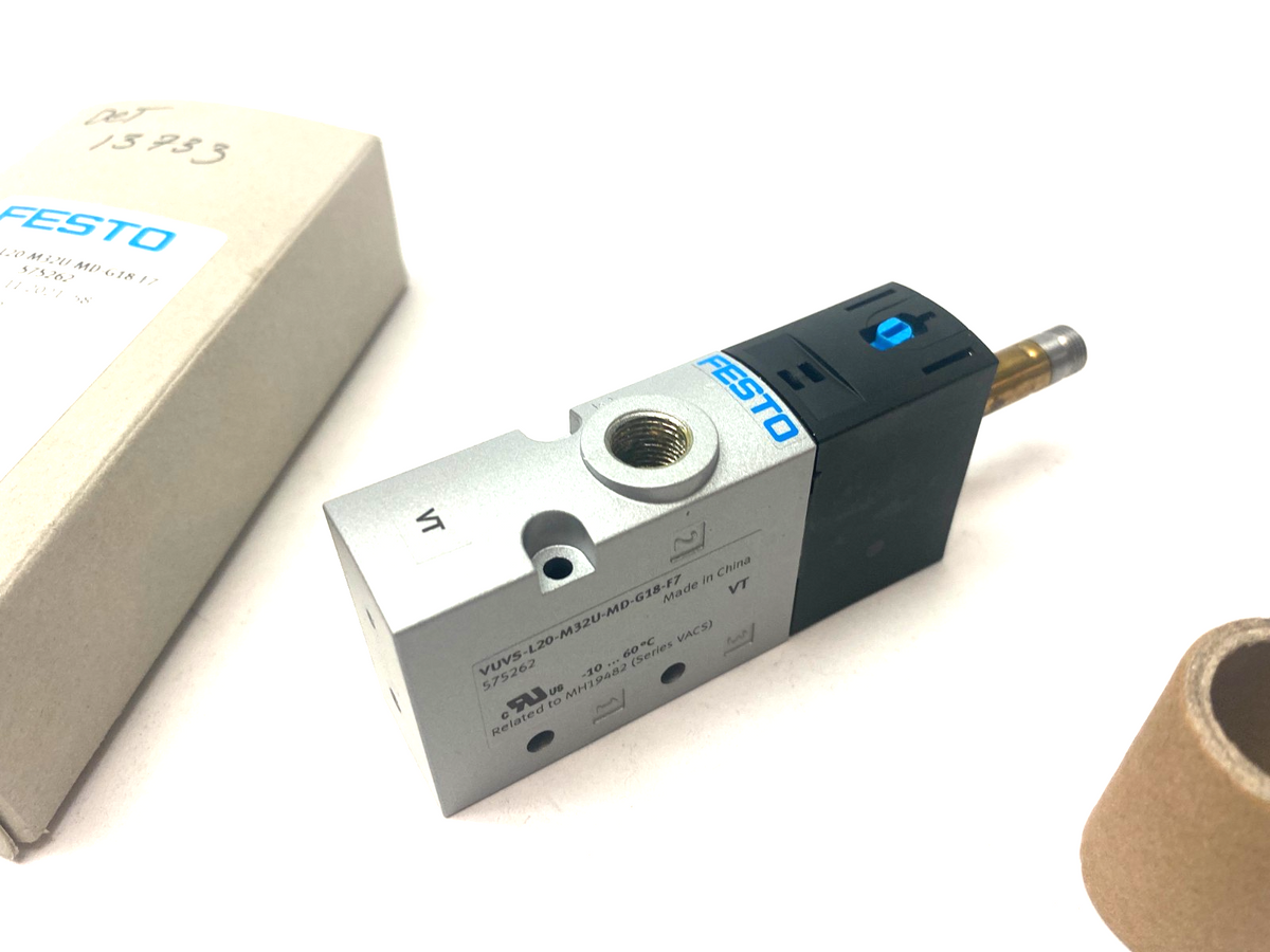 VUVS-L20-M32U-MD-G18-F7 | Festo Pneumatic Solenoid Valve 3/2-Way 575262 - New – Open box - Maverick Industrial Sales