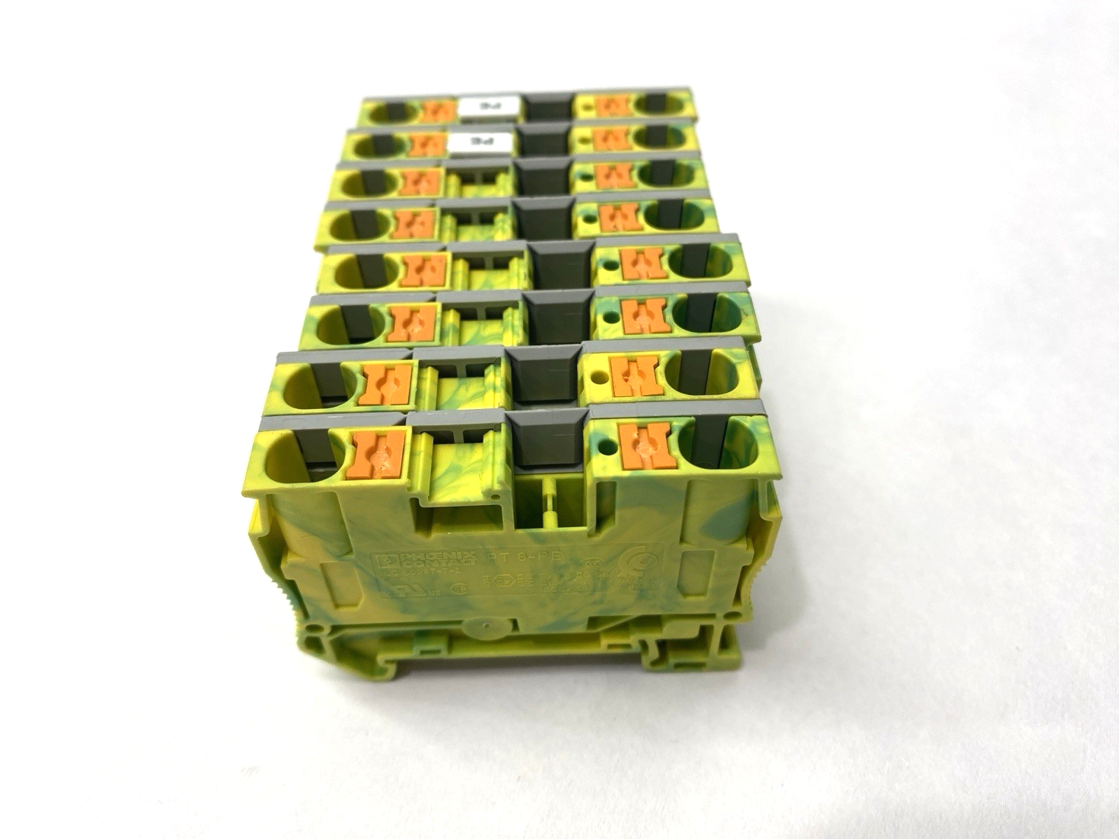 PT 6-PE | Phoenix Contact Protective Conductor Terminal Block 3211822 LOT OF 8 - Used - Maverick Industrial Sales