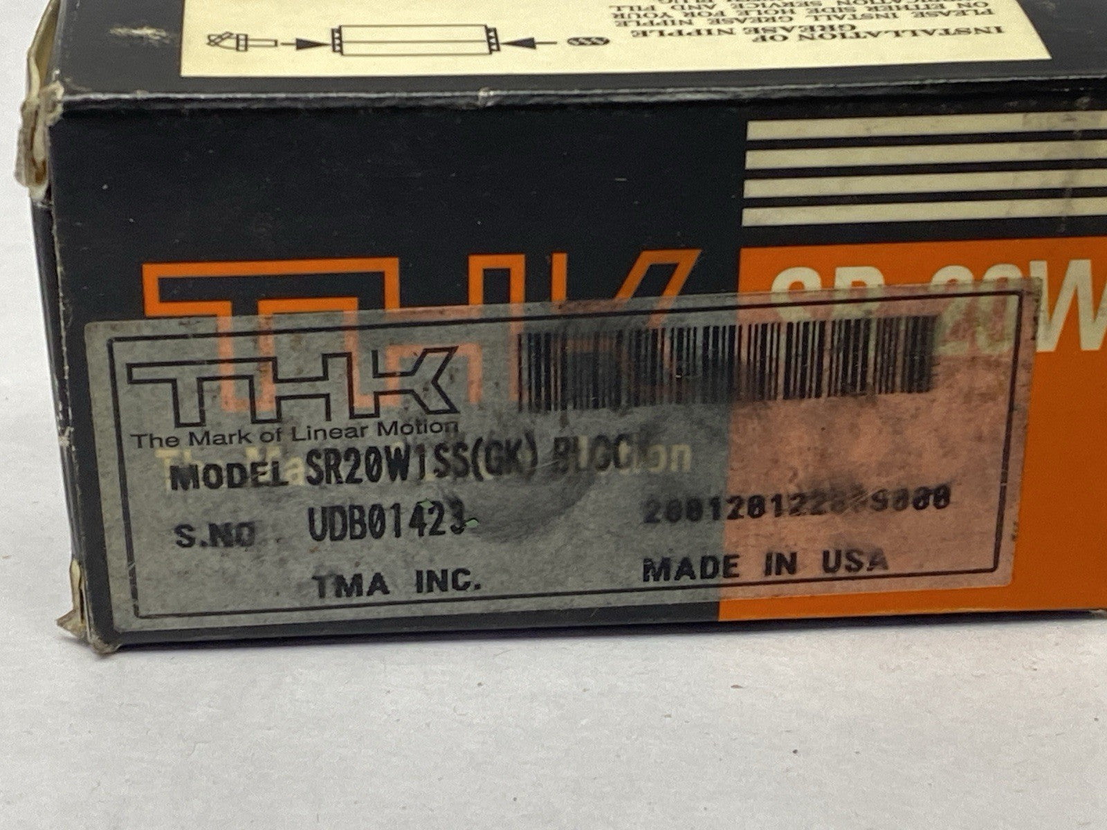 THK SR20W1SS Linear Guide Block 20mm Rail - Maverick Industrial Sales