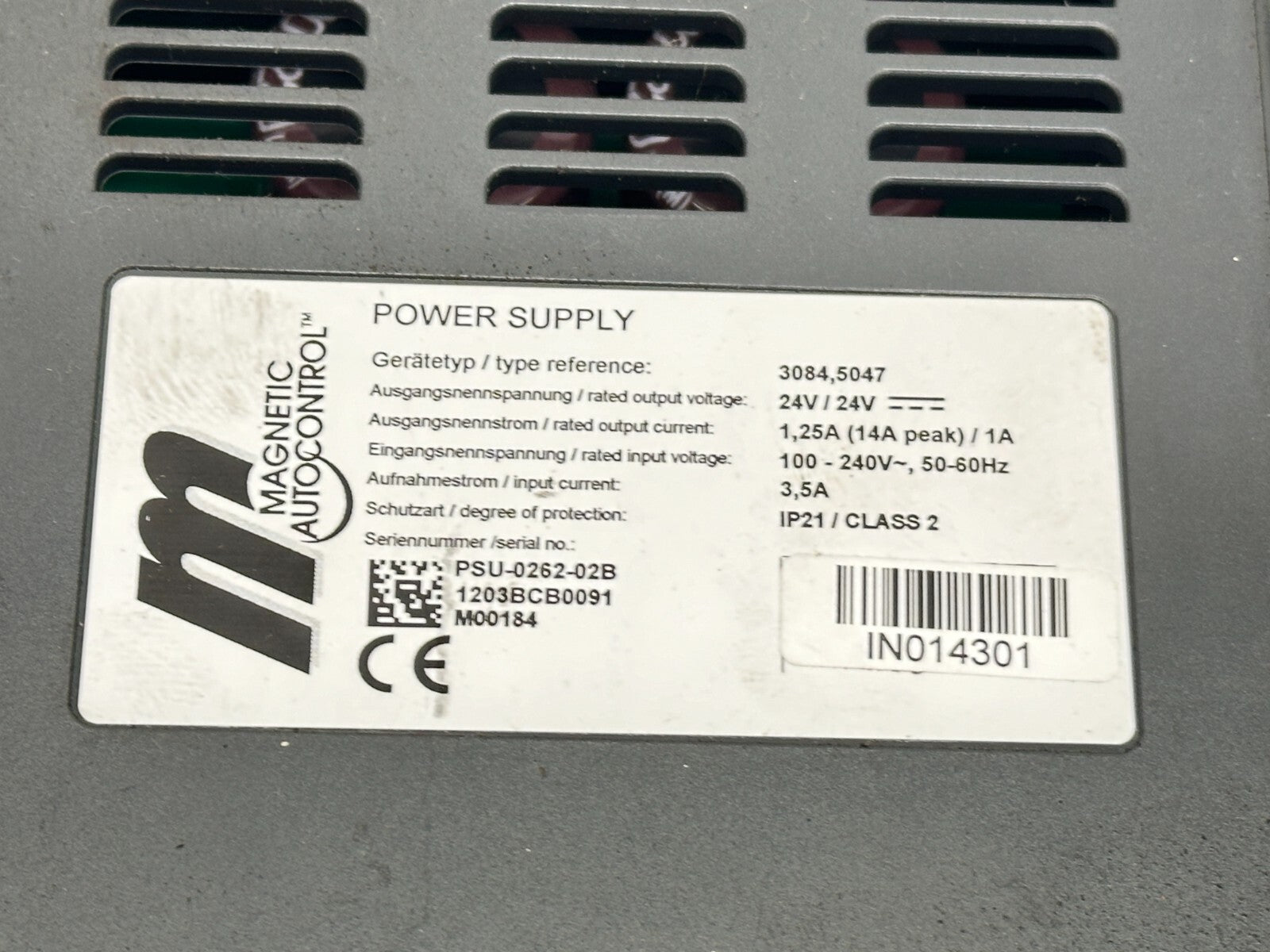 Magnetic Autocontrol PSU-0262-02B MicroDrive UL Power Supply 3084/5047 1.25A 24V - For parts or not working - Maverick Industrial Sales