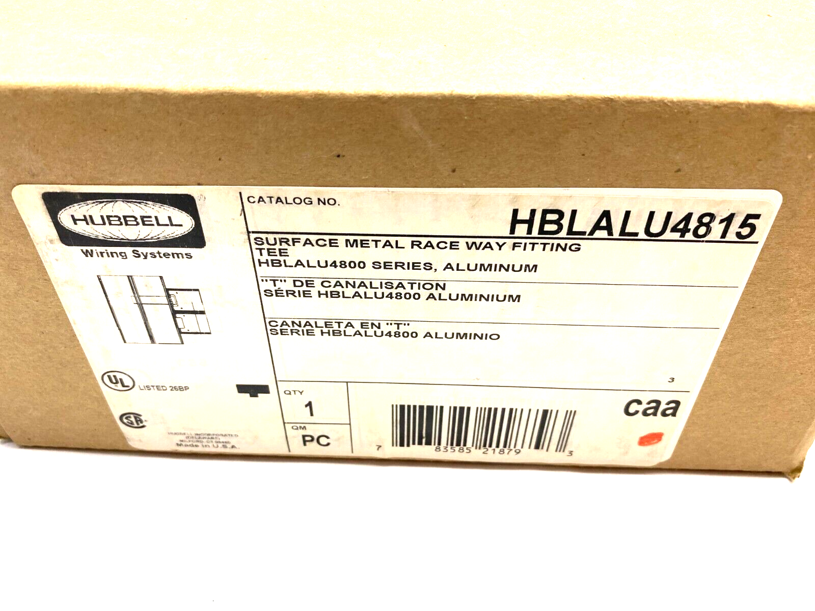 Hubbell HBLALU4815 Metal Raceway Tee Fitting 2-Channel Aluminum - Maverick Industrial Sales