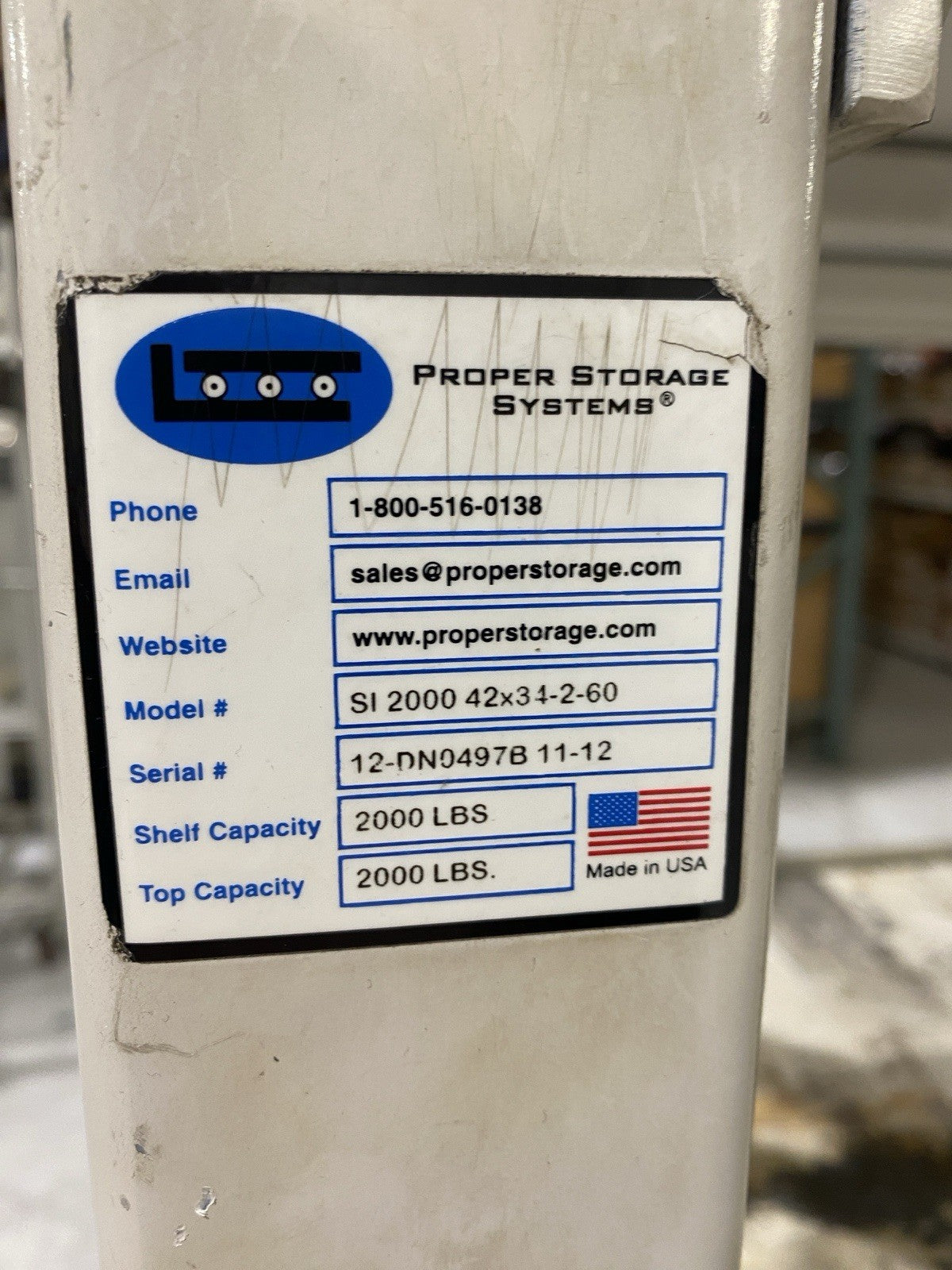 SI 2000 42X34-2-60 | Proper Storage Systems Manual Roll Out Storage - Used - Maverick Industrial Sales