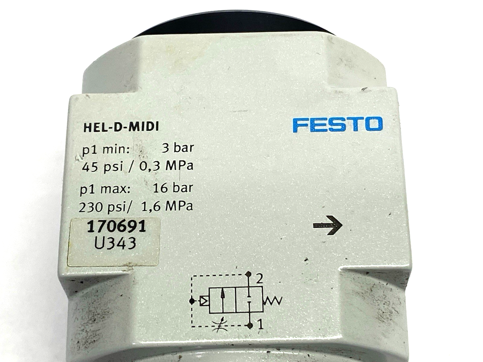 Festo HEL-D-MIDI Pneumatic On/Off Valve 2/2-Way 16 bar 230PSI 170691 - Maverick Industrial Sales