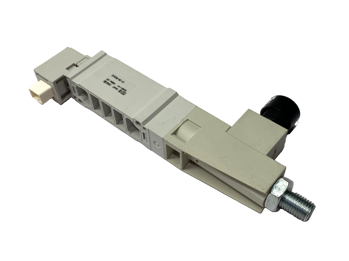 SMC SY50M-N0-A1 Pneumatic Manifold Block w/ Pressure Gauge MISSING SCREWS - Maverick Industrial Sales