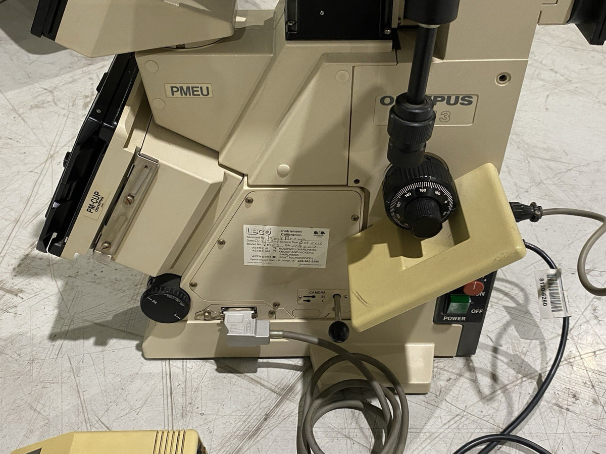 PME 3 | Olympus Metallurgical Microscope, 5-Position Scope Head, TH3 Power Supply - Used - Maverick Industrial Sales