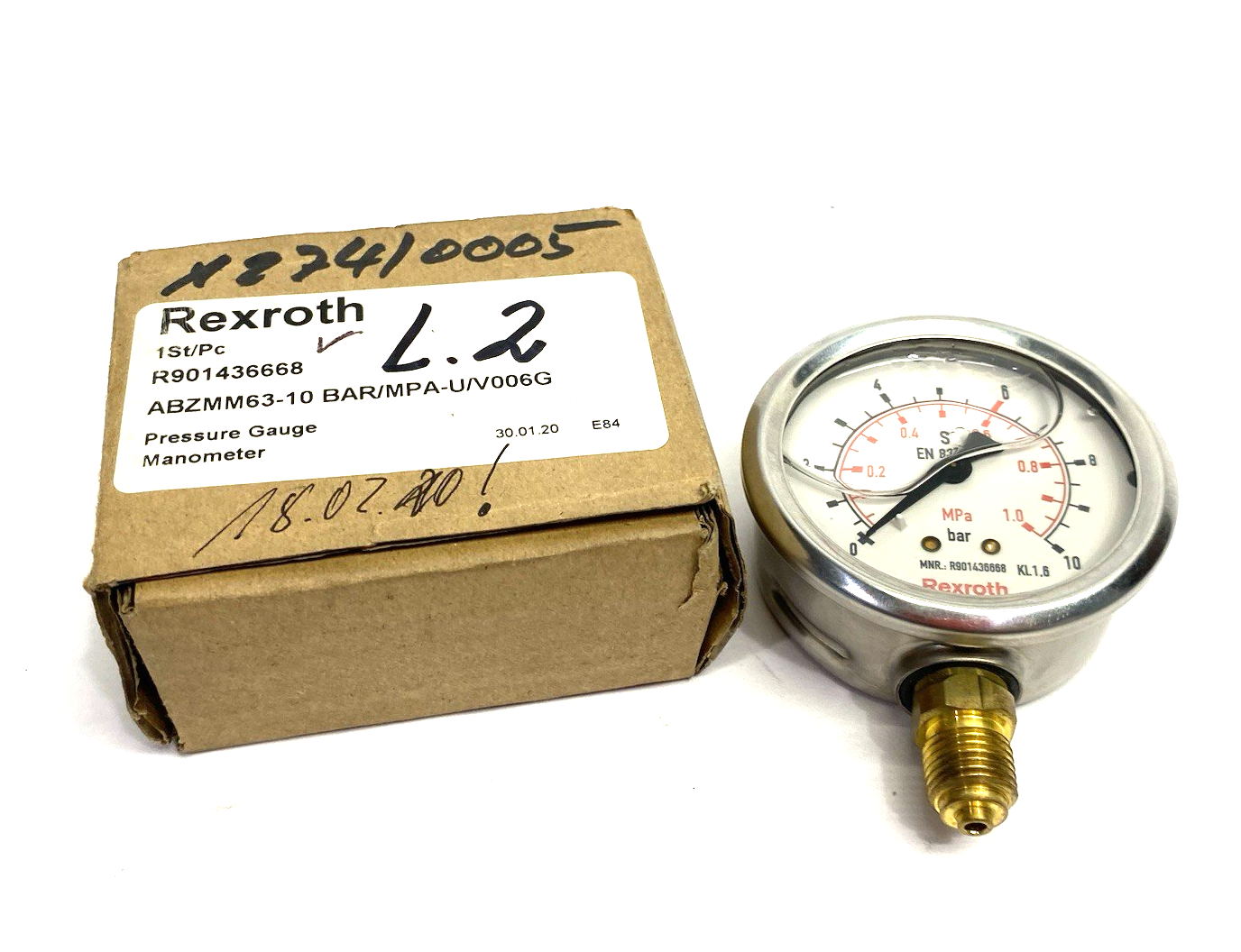 Bosch Rexroth R901436668 Manometer Pressure Gauge ABZMM 63- 10BAR/MPA-U/V006G - Maverick Industrial Sales