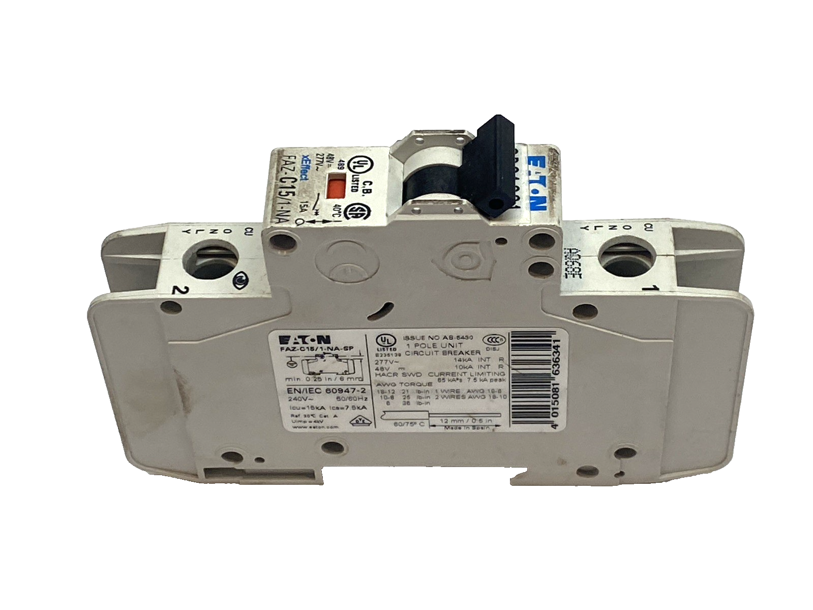Eaton FAZ-C6/1-NA Mini Circuit Breaker 6A 1P C Curve 277/480VAC LOT OF 3 - Maverick Industrial Sales