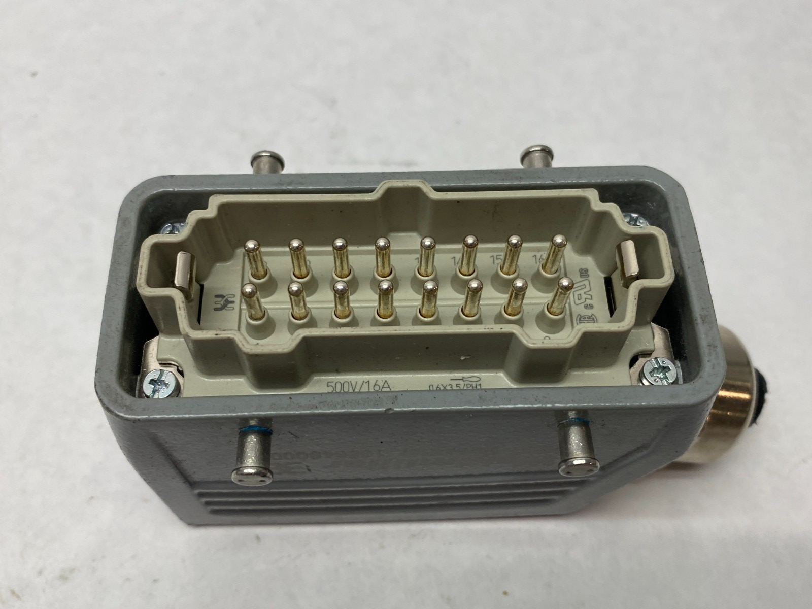 Weidmuller 1656480000 HDC RockStar Cable Hood w/ 1207500000 16-Pin Male Insert - Used - Maverick Industrial Sales