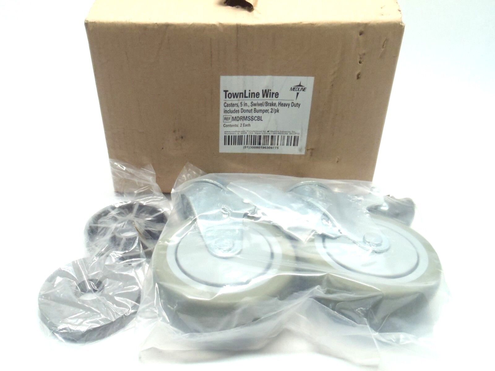 Medline MD361442 MDRMSSCBL Caster, Swivel, Brakes, 5", 2/Pk, Heavy Duty - Maverick Industrial Sales