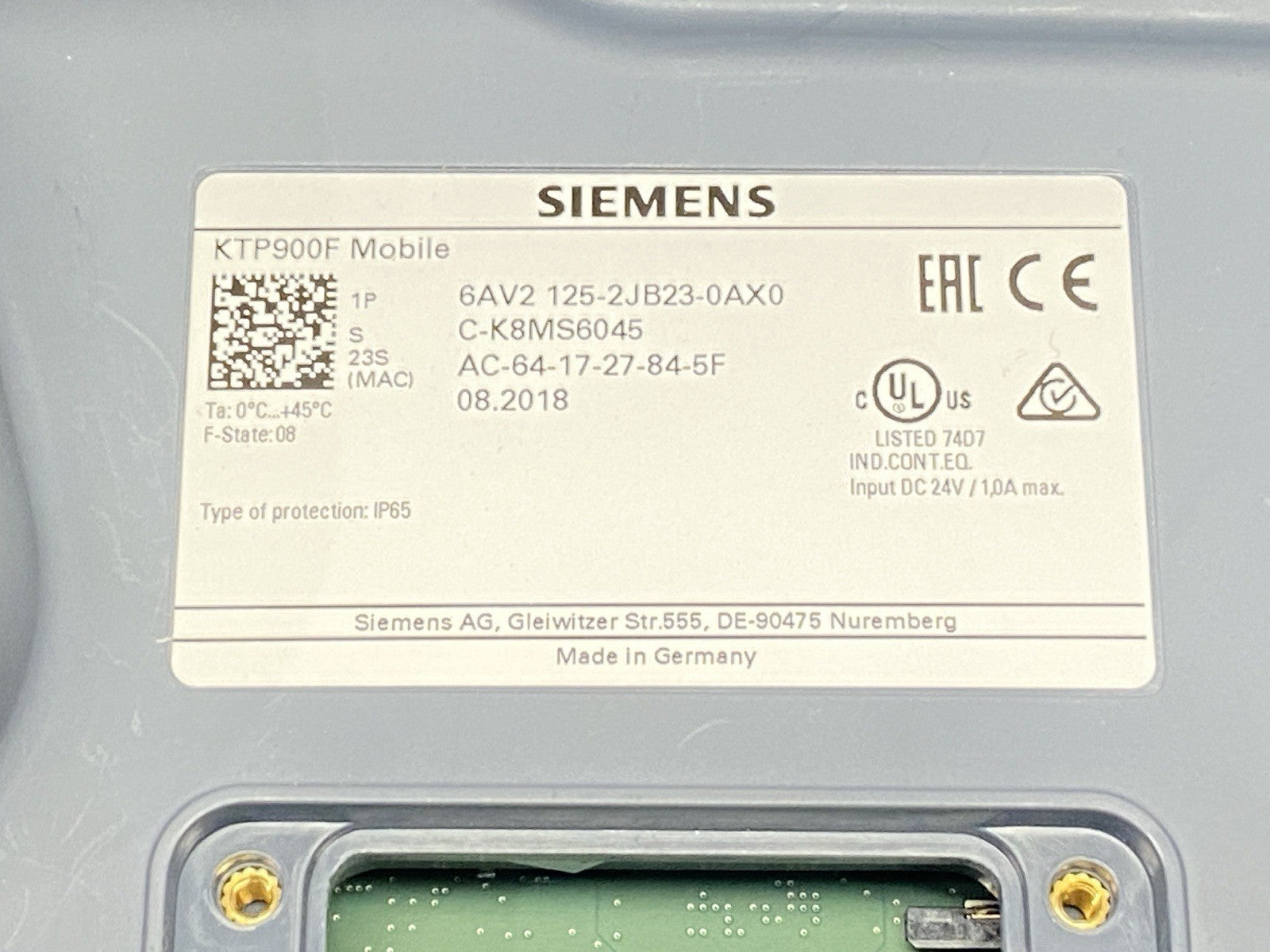 Siemens 6AV2125-2JB23-0AX0 Operator Panel KTP900F Mobile - Maverick Industrial Sales