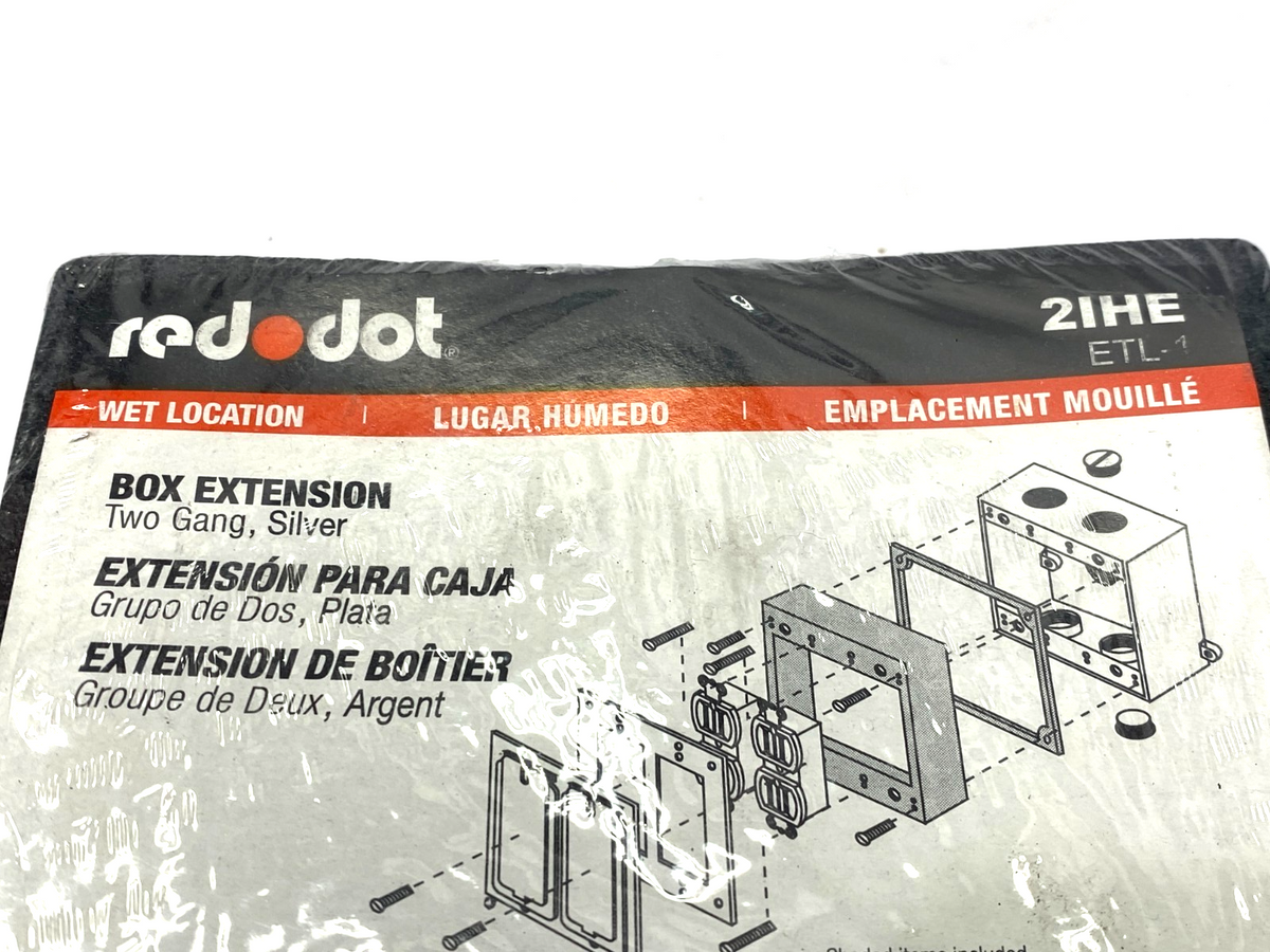 Red Dot 2IHE Two Gang Electrical Box Extension 4-5/8" L/W x 1" D Silver Aluminum - Maverick Industrial Sales