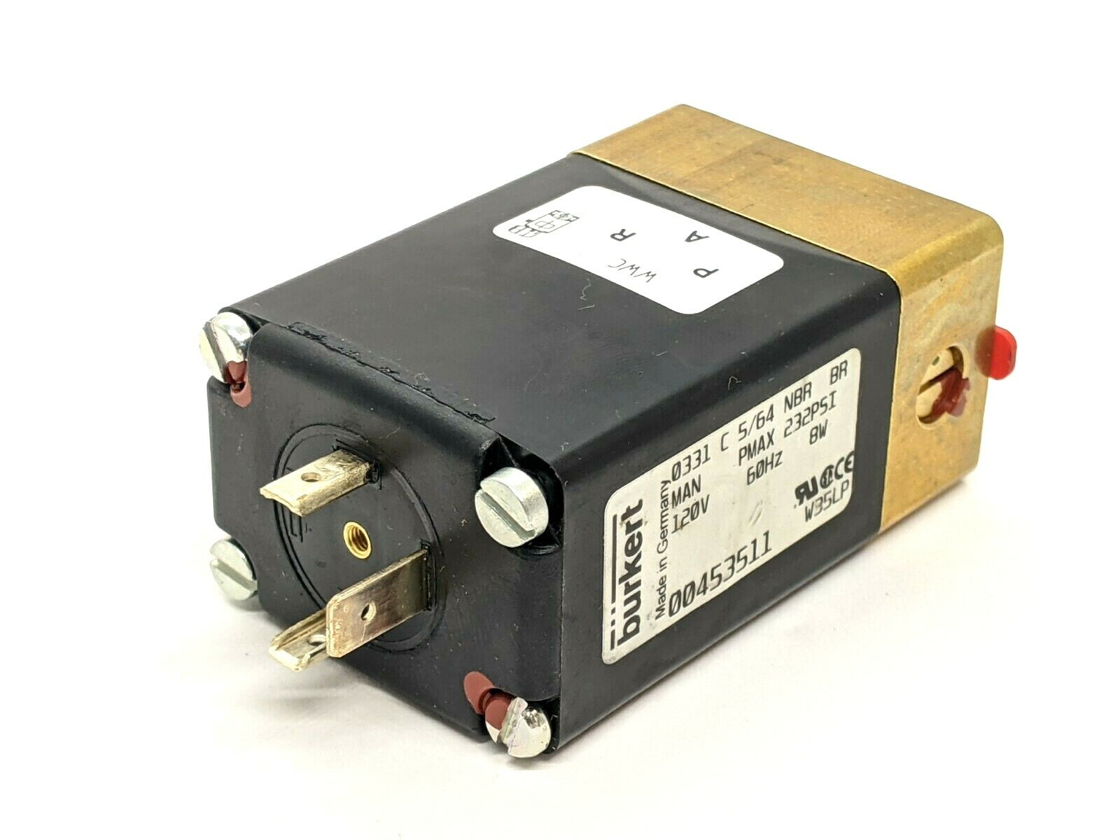 Burkert 0331 C 5/64 NBR BR 3/2 Way Pivoted Armature Valve 00453511 - Maverick Industrial Sales