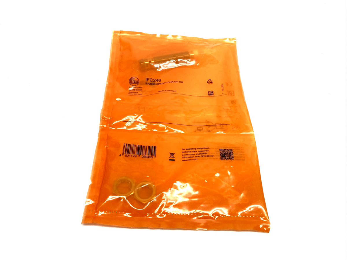 IFC246 | ifm Inductive Proximity Sensor M12 3-Pin IFK3008-BPKG/K1/V4A/US-104 - New - Maverick Industrial Sales