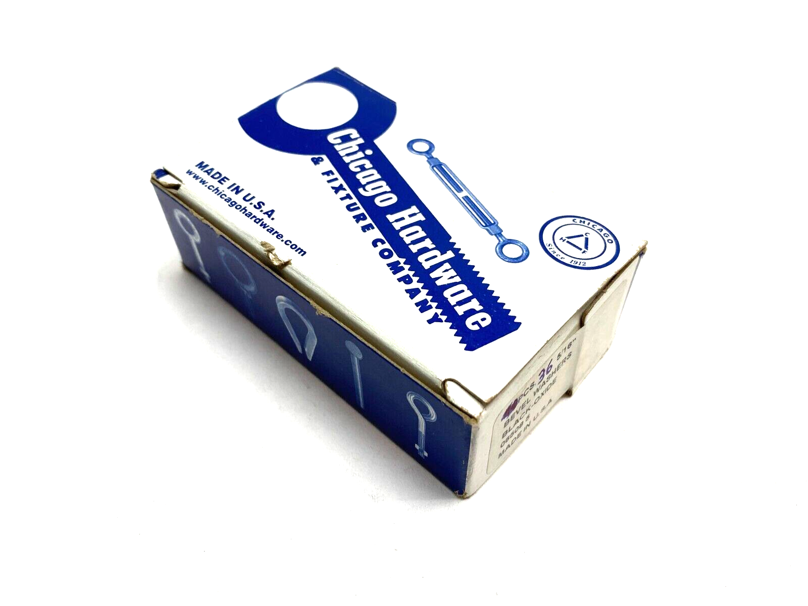 Chicago Hardware 065085 Black-Oxide Square Bevel Washer 5/16" BOX OF 36 - Maverick Industrial Sales