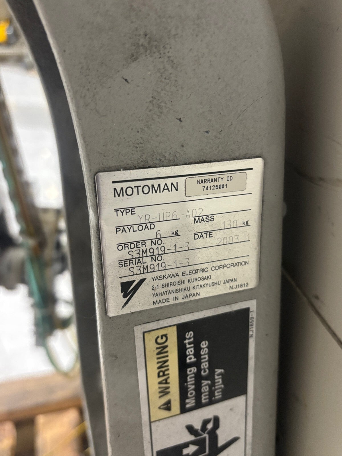 YR-UP6-A02 | Yaskawa Motoman Robot System with Yasnac XRC Controller ERCR-UP6-RB10 - Used - Maverick Industrial Sales