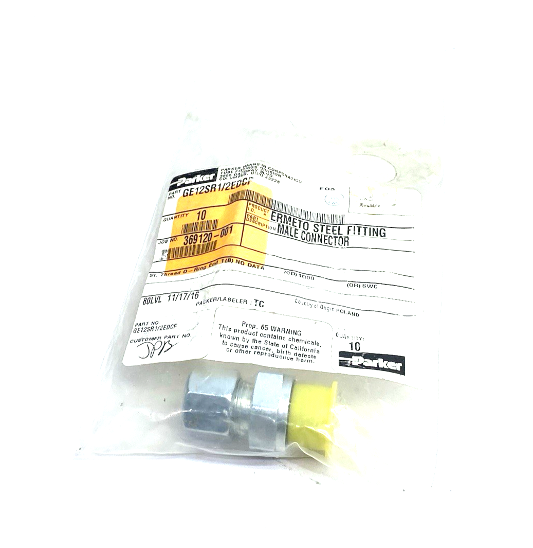 Parker GE12SR1/2EDCF Ermeto DIN Male Stud Adapter Tube Fitting - Maverick Industrial Sales