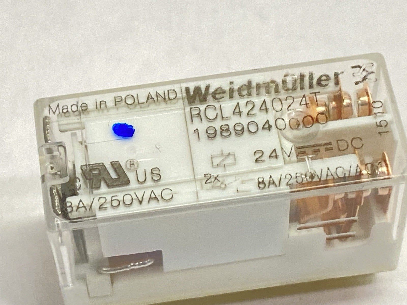 RCL424024T | Weidmuller Plug-In Relay 8A 24VDC 1989040000 LOT OF 2 - Used - Maverick Industrial Sales