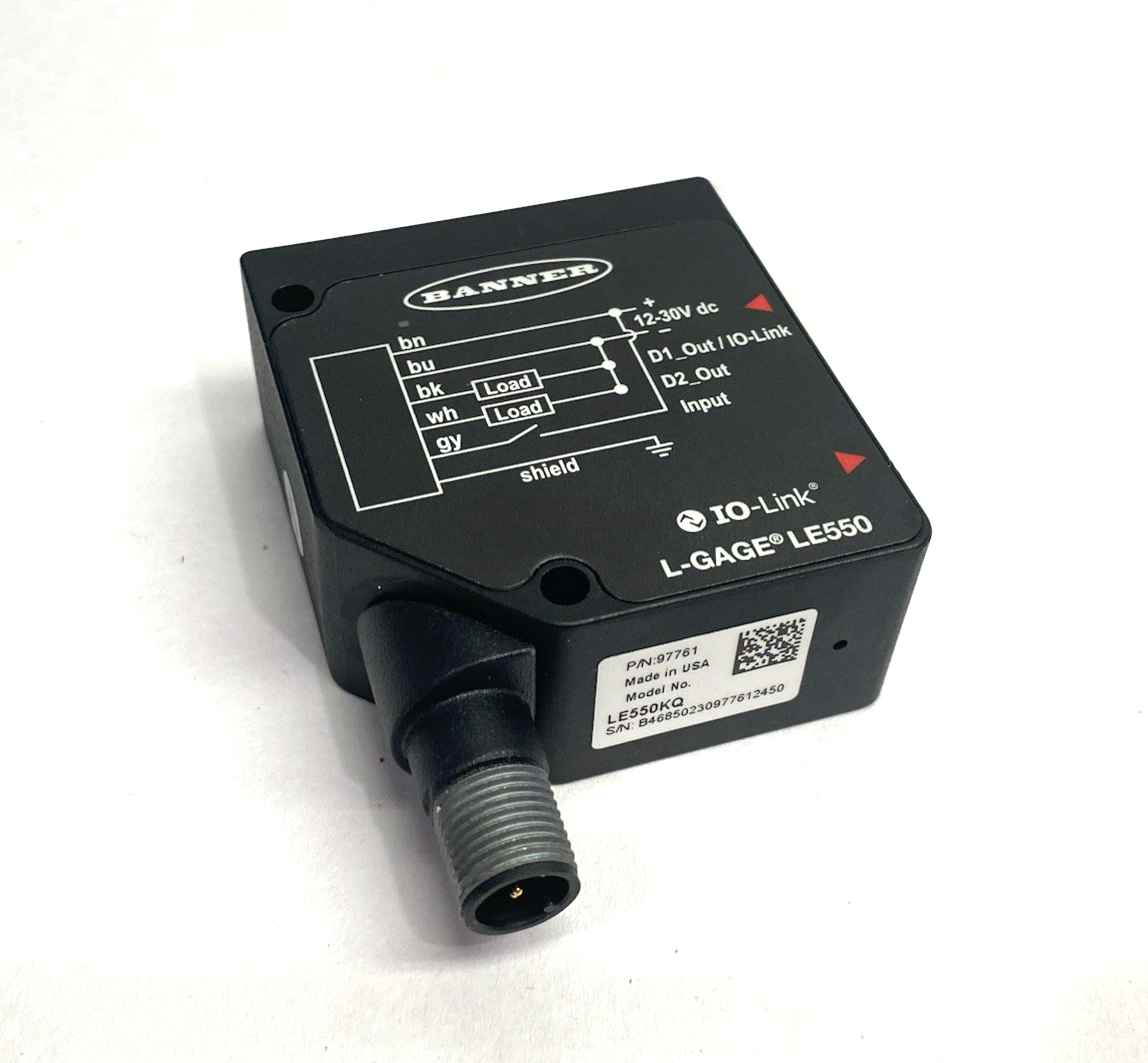 LE550KQ | Banner IO-Link Laser Displacement Sensor; Range: 100-1000 mm 97761 - Used - Maverick Industrial Sales