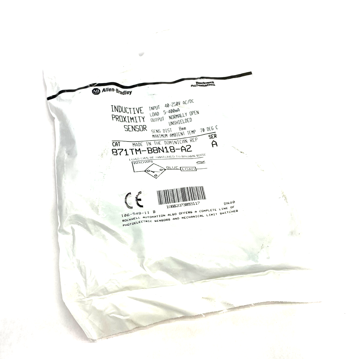 Allen Bradley 871TM-B8N18-A2 Ser. A Inductive Proximity Sensor 8mm Sense Distan. - Maverick Industrial Sales