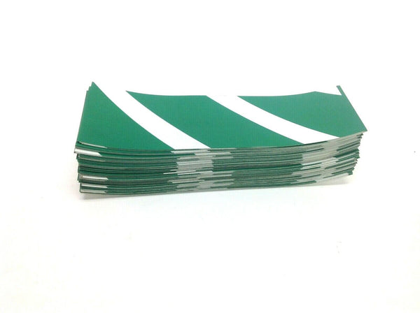 Adhesive Backed Diagonal Stripe Green and White 2 IN X 6 IN Marker, Lot of 80 - Maverick Industrial Sales