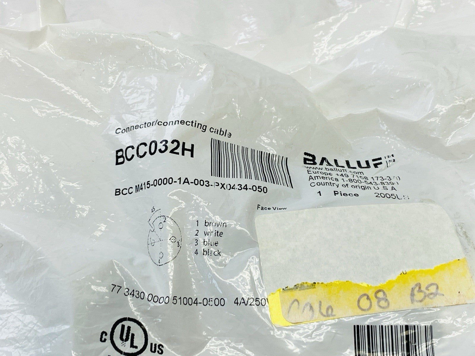 Balluff BCC032H Sensor Cordset F M12 5-Pin 5m BCC M415-0000-1A-003-PX0434-050 - Maverick Industrial Sales