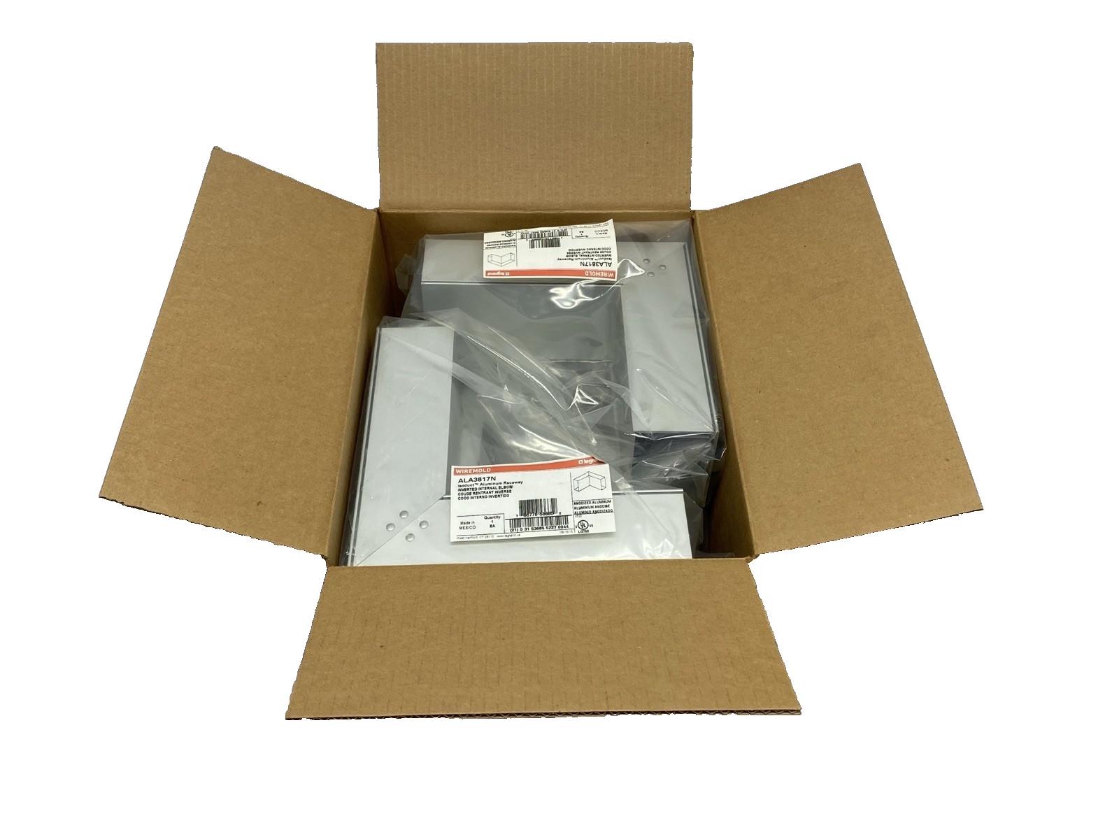 Legrand ALA3817N Wiremold Aluminum Raceway Inverted Internal Elbow PKG OF 4 - Maverick Industrial Sales