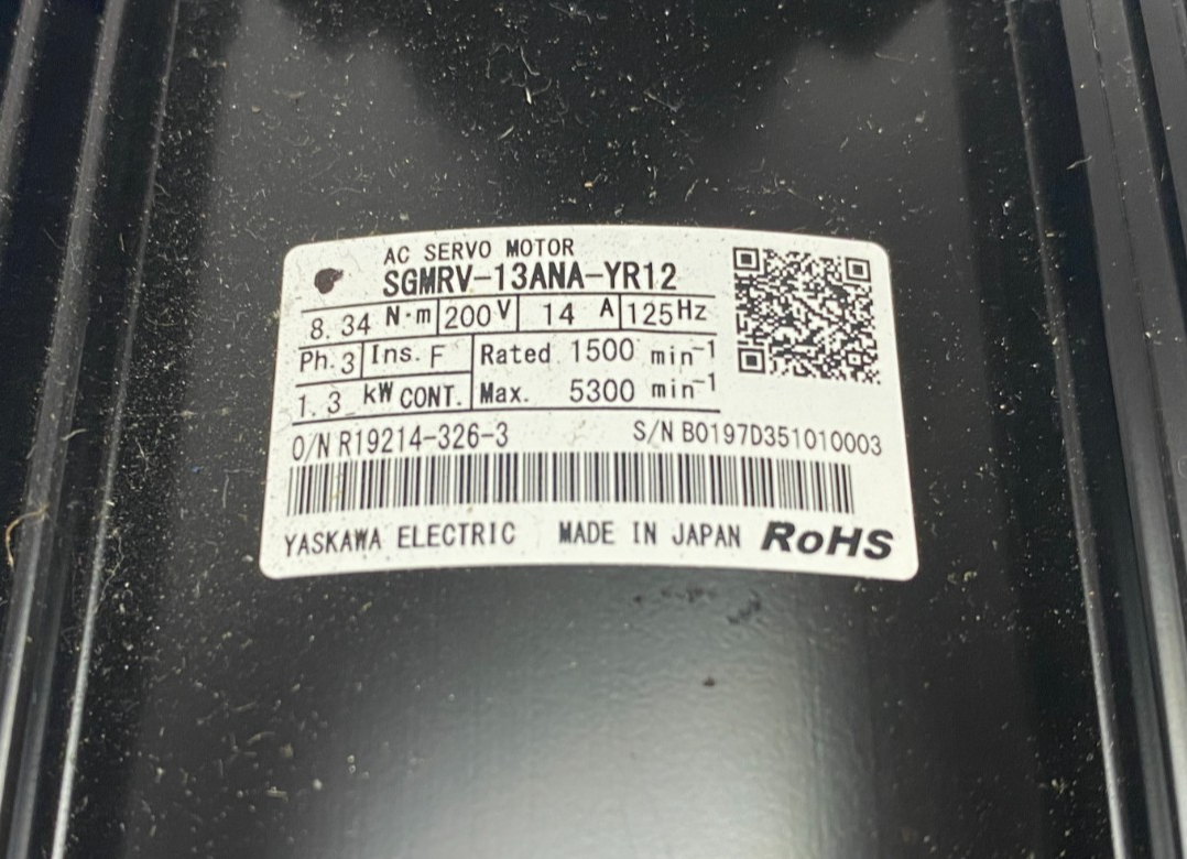 Yaskawa SGMRV-13ANA-YR12 AC Servo Motor ES165D, B/T Axis - Maverick Industrial Sales