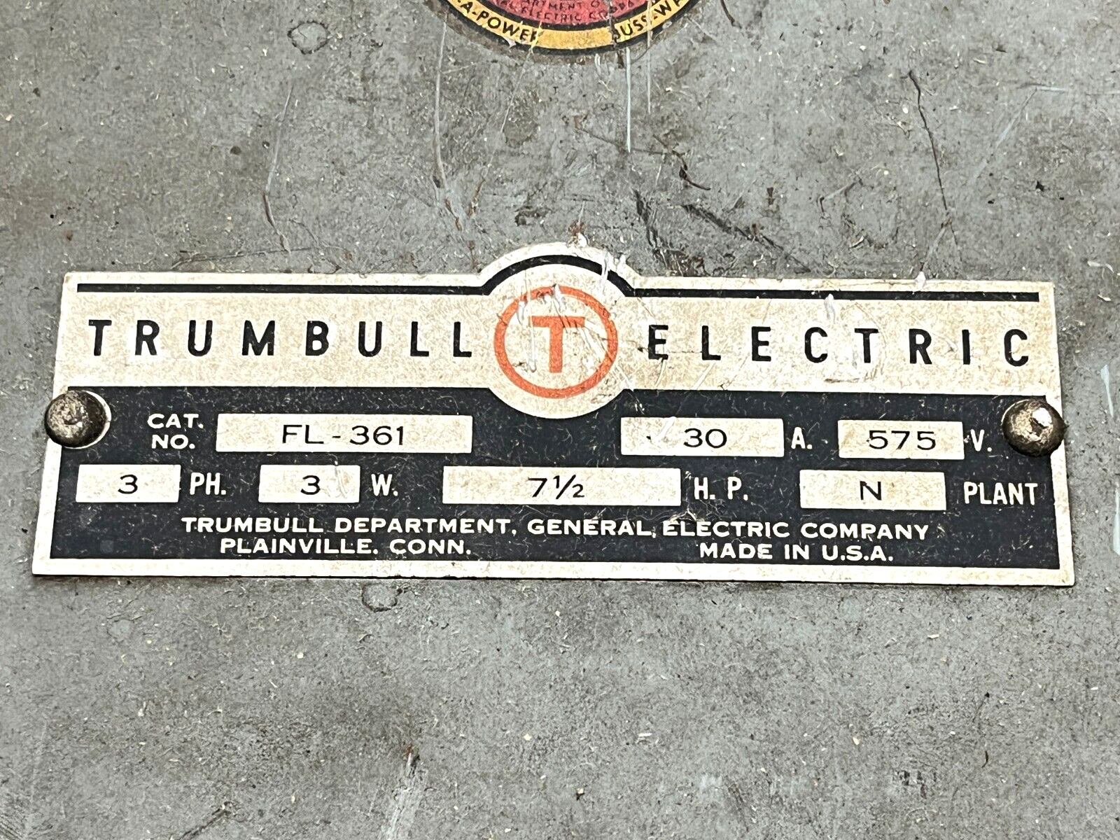 Trumbull FL-361 Busway 7-1/2 HP 30A 575V 3PH 3W MISSING BACK CONNECTORS - Maverick Industrial Sales