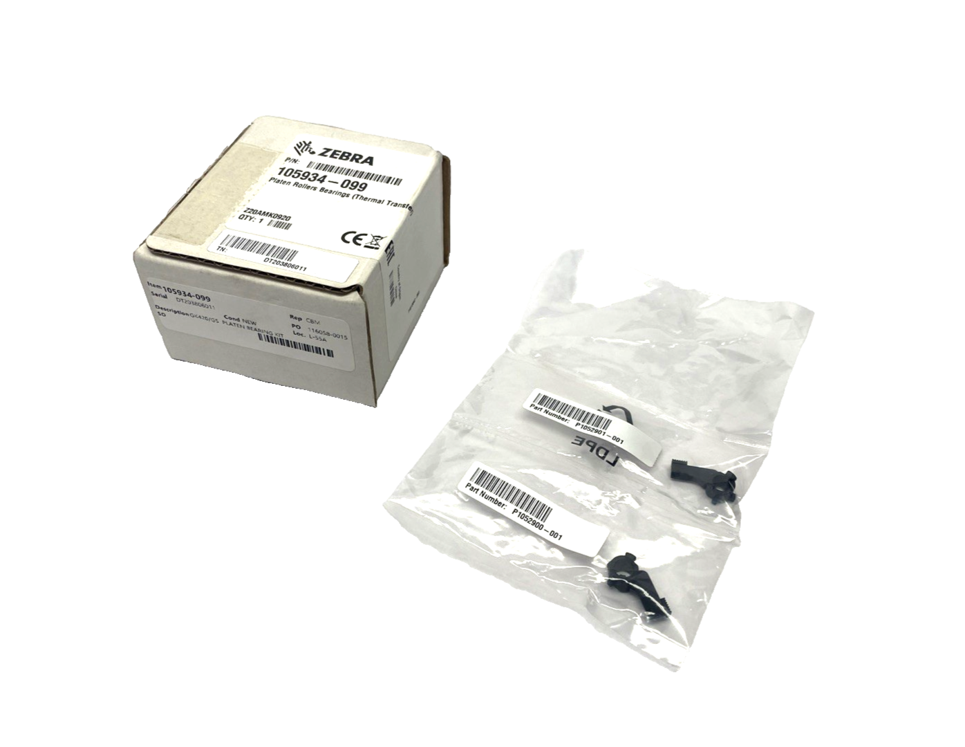 Zebra 105934-099 Platen Roller Bearings P1052901-001, P1052900-001 - Maverick Industrial Sales