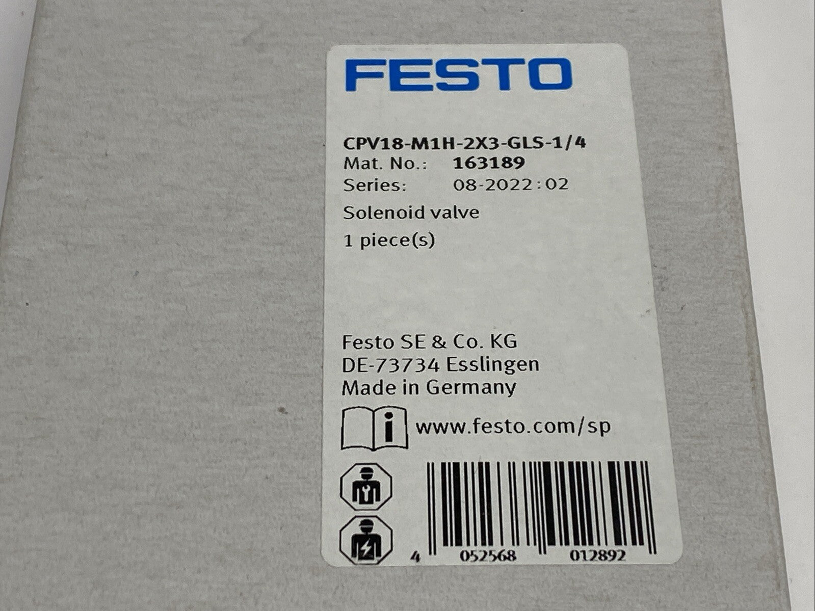 Festo CPV18-M1H-2X3-GLS-1/4 Air Solenoid Valve 163189 - Maverick Industrial Sales