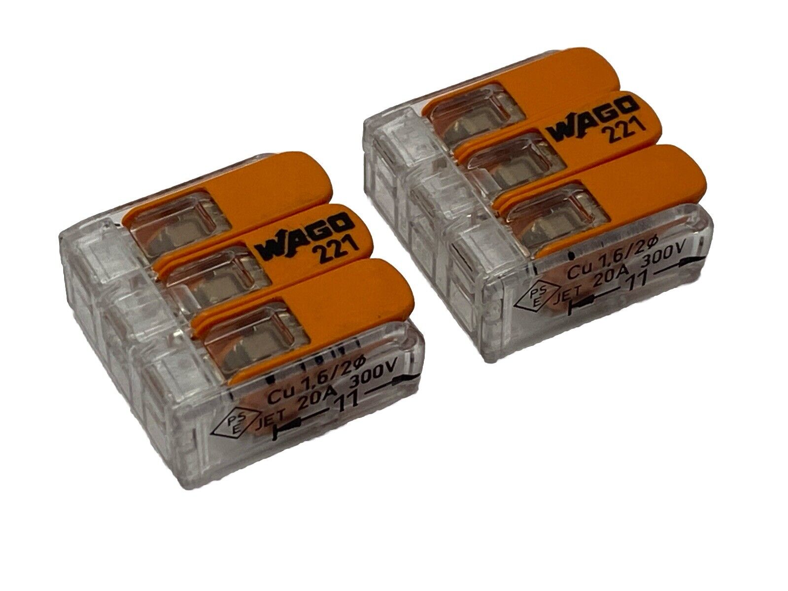 Wago 221-413 3-Conductor Splicing Lever Nut Connector 24-12AWG 32A 450V LOT OF 2 - Maverick Industrial Sales