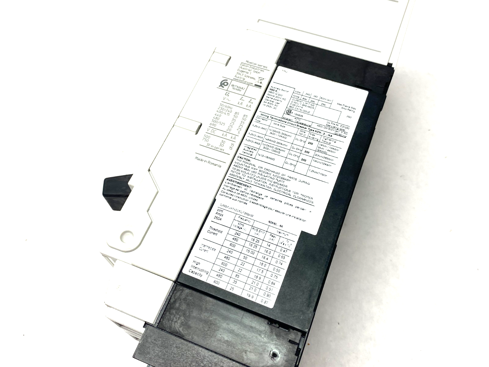 Eaton NZMN2-A250-NA Molded Case Circuit Breaker 250A 3-Pole - Maverick Industrial Sales