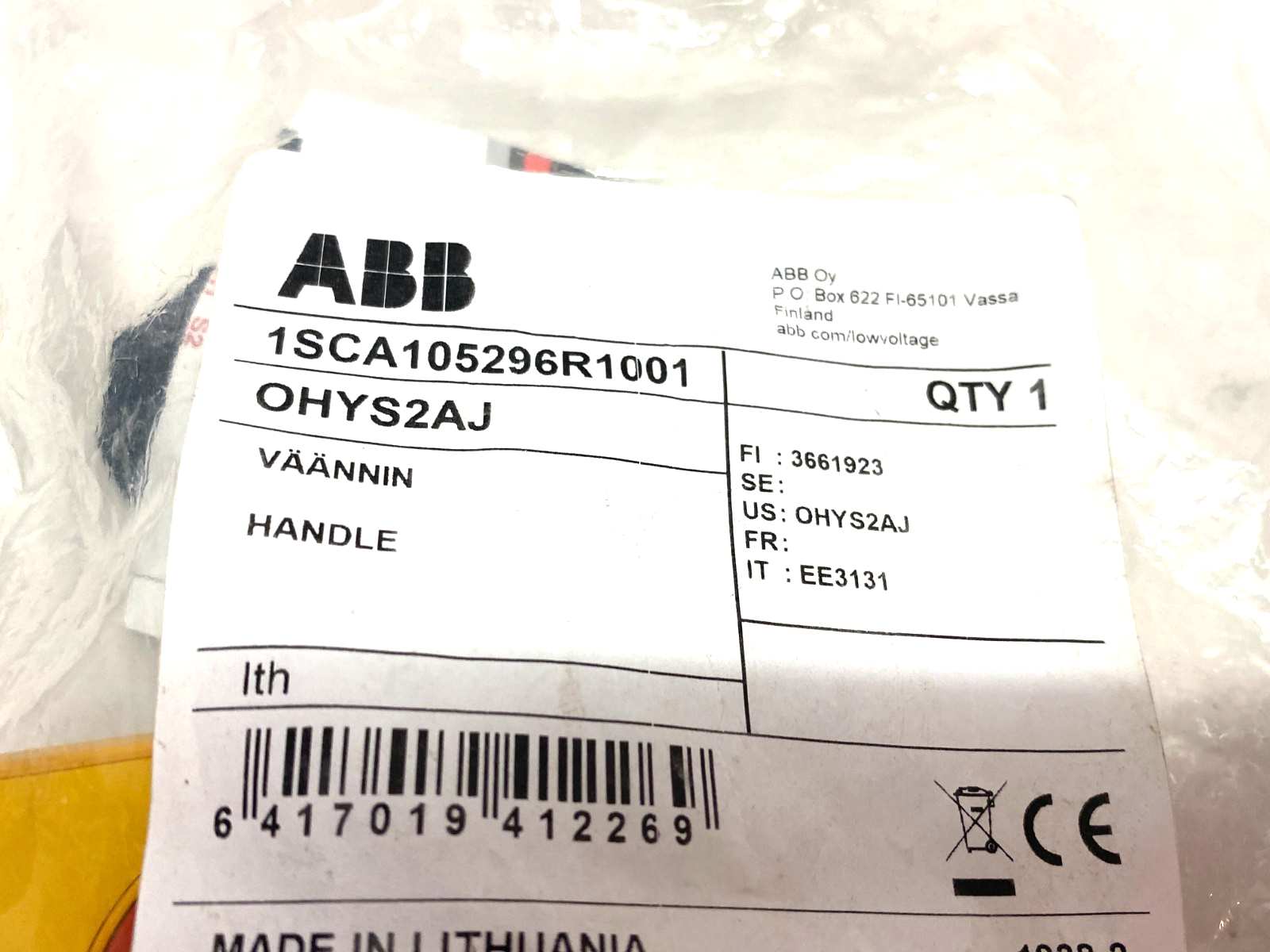 ABB 1SCA105296R1001 Selector Handle for Switch OHYS2AJ - Maverick Industrial Sales