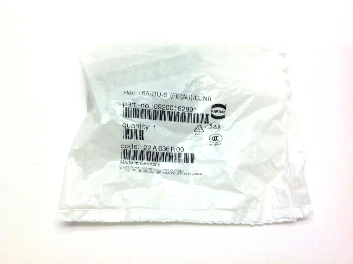 Harting Han 16A-BU-S (FE(AU)/CuNi) Heavy Duty Connector 09200162891 - Maverick Industrial Sales
