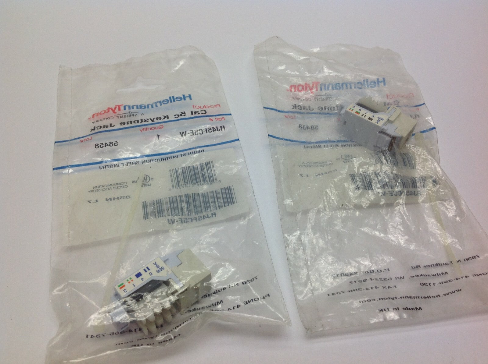 RJ45FC5E-W | Hellermann Tyton Cat 5e Keystone LOT OF 2 - Open box - Maverick Industrial Sales