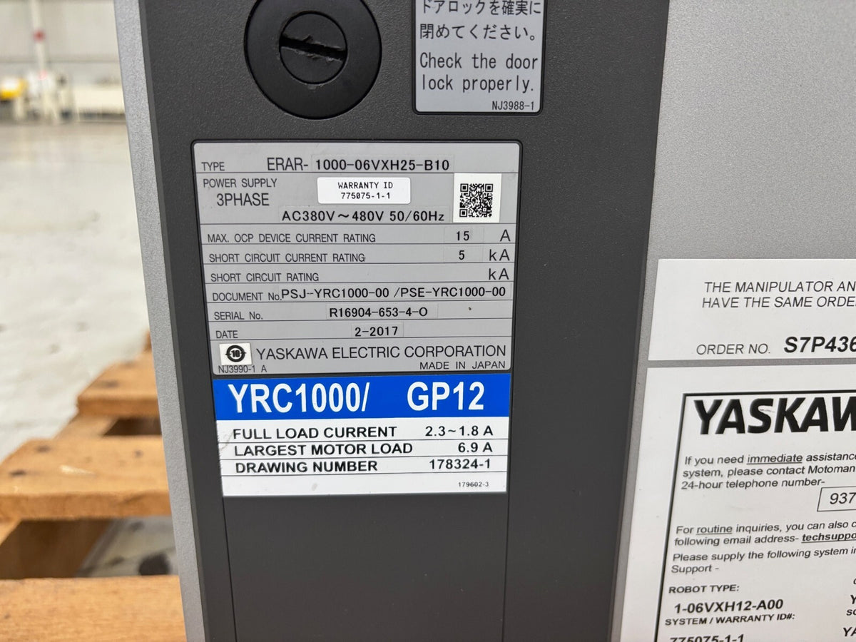 Yaskawa YR-1-06VXH12-A00 Robot System, YRC1000/GP12 Controller ERAR-1000, 2017 - Maverick Industrial Sales