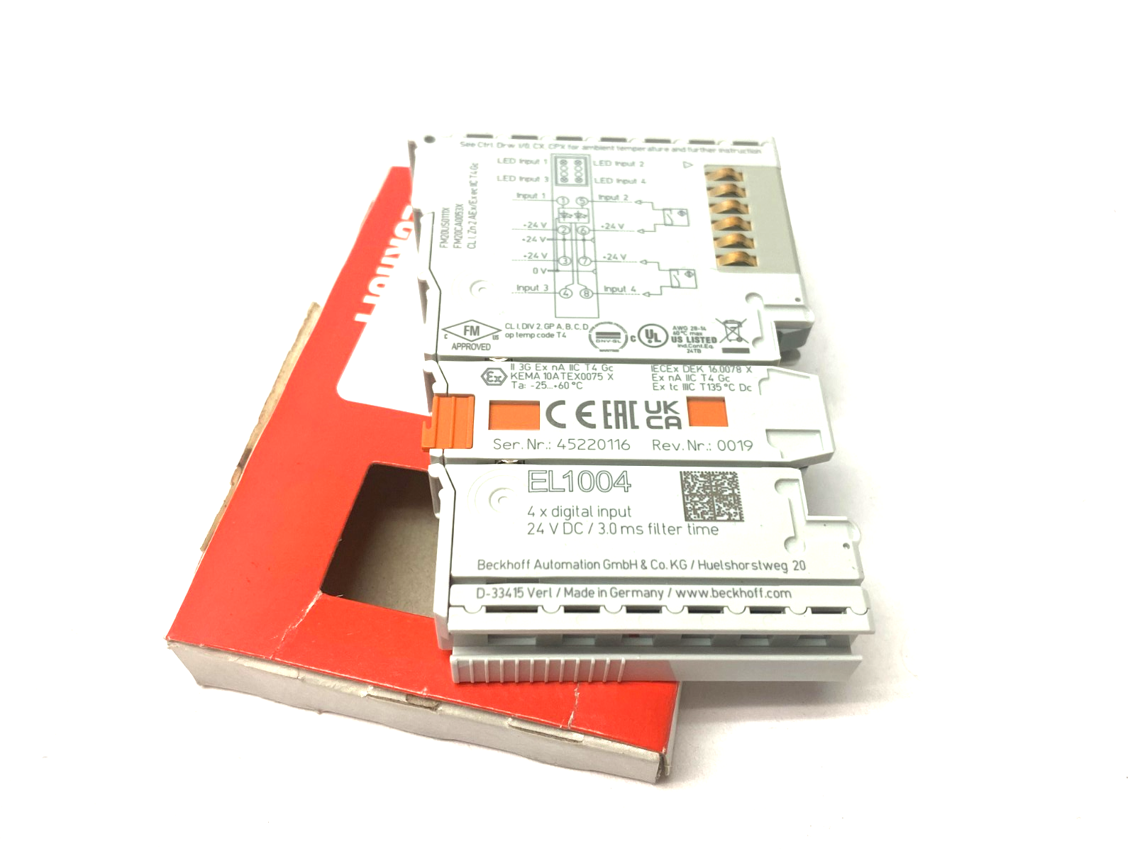 Beckhoff EL1004 EtherCAT 4-Channel Digital Input Terminal 24VDC - Maverick Industrial Sales