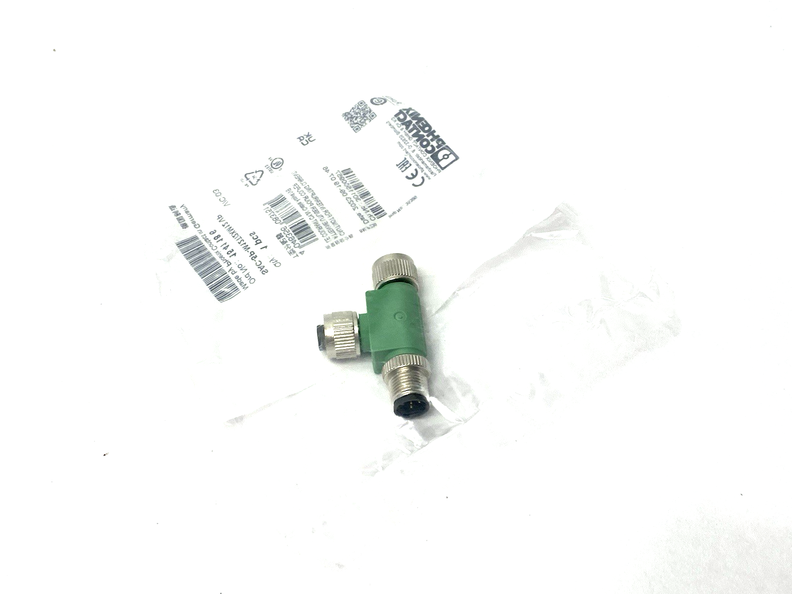 Phoenix Contact SAC-5P-M12T/2XM12 VP T-Distributor 5-Position A-Coded 1541186 - Maverick Industrial Sales
