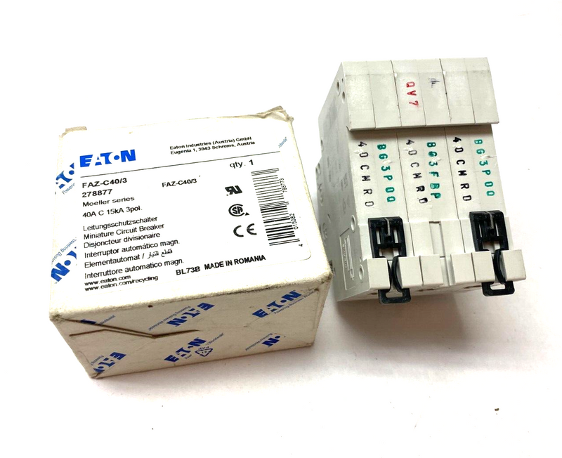 Eaton FAZ-C40/3 xEffect Moeller Series Miniature Circuit Breaker 3-Pole 40A - Maverick Industrial Sales