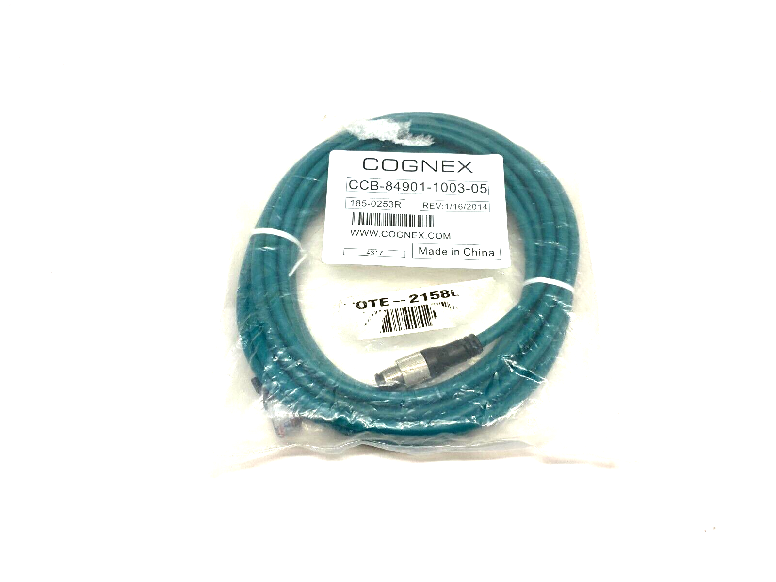 Cognex CCB-84901-1003-05 Ethernet Cable 5m A-Coded RJ45 to M12 8-Pin 185-0235R - Maverick Industrial Sales