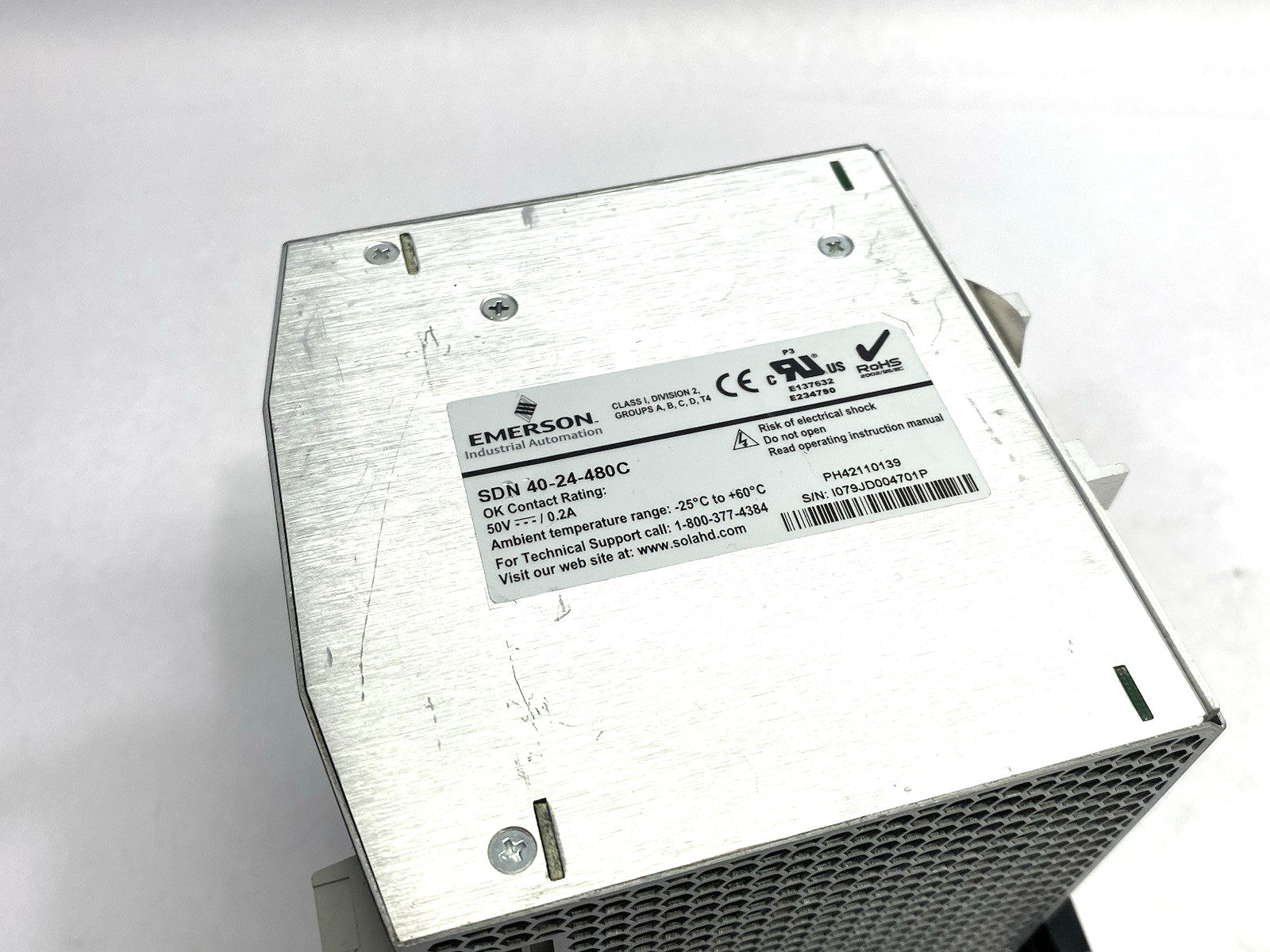 Emerson SOLA SDN 40-24-480C Power Supply DIN Rail Mount - Maverick Industrial Sales